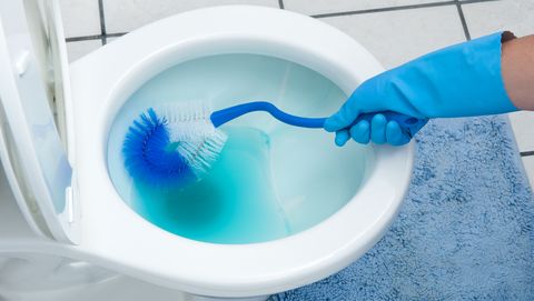 Use a screwdriver to thoroughly clean the toilet